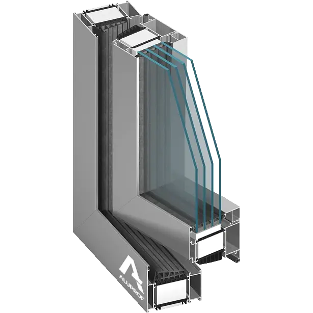 Aluprof MB-104 Passive — przekrój, okna aluminiowe aluprof