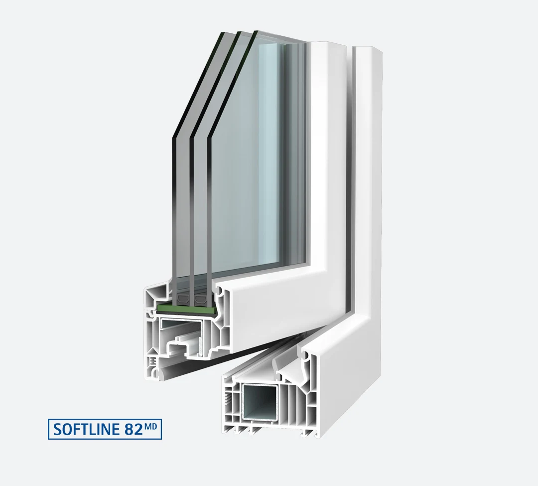 VEKA SOFTLINE 82 MD — przekrój, okna veka softline 82